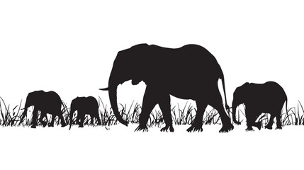Fototapeta premium Elephant Silhouette Vector , black silhouettes isolated on white background