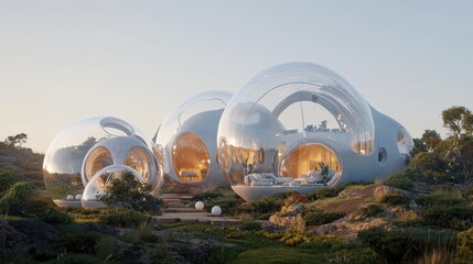 Obraz premium Eco-Friendly Greenhouse Technology in Futuristic Cityscape - 3D Illustration of Net-Zero Emissions Building