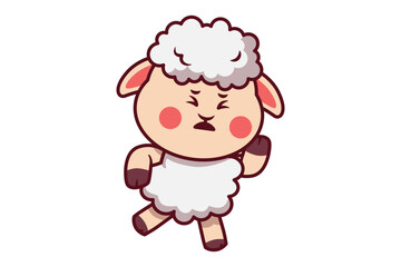 Cute Sheep Running Illustration