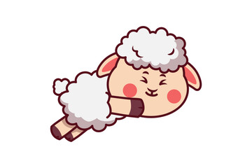 Cute Sheep Jumping Illustration