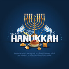 Naklejka premium Israel celebrating happy Hannukah festival. creative abstract vector illustration design.