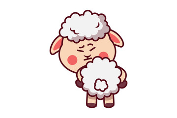 Cute Sheep Looking Back with Frown Face Illustration