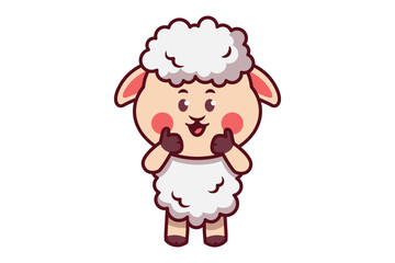 Cute Sheep Giving Thumbs Up Illustration