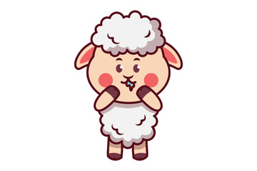 Cute Sheep Drooling with Hands on Its Lips Illustration