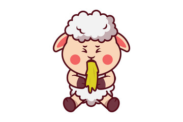 Cute Sheep Throwing Up Illustration