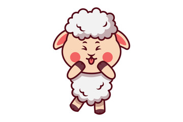 Cute Sheep Is Sticking Out its Tongue Illustration