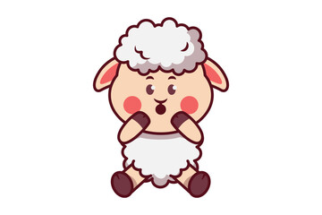 Cute Sheep Surprised Illustration