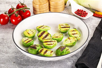 Grilled green brussel sprout cabbage