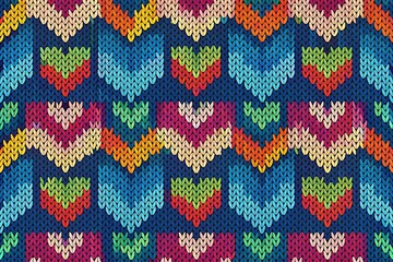 Enjoy a delightful seamless knitted pattern filled with hearts, designed for cozy charm. Perfect for crafting textiles that radiate warmth and affection.
