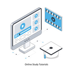 Online Study Turorials  isometric stock illustration. EPS File stock illustration