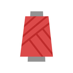 Bobbin with threads, red thread. Vector simple color flat illustration.