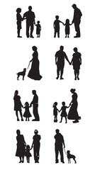 Family silhouettes, Happy family silhouette set