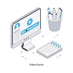 vedio Course  isometric stock illustration. EPS File stock illustration