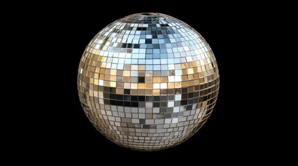 Shiny mirrored disco ball reflecting light, perfect for parties, dance events, and festive celebration decorations.