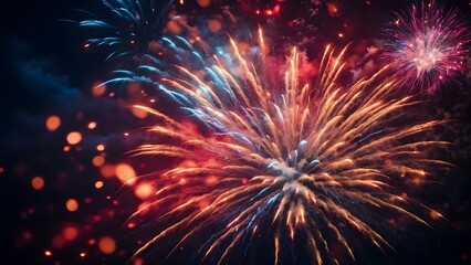 Colorful Fireworks Illuminate the Night Sky During a Summer Festival Celebration