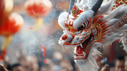 Vibrant dragon dance performance a cultural celebration in the streets