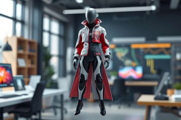 Futuristic Fashion Mannequin in Modern Office