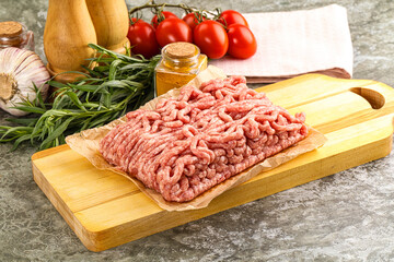 Raw uncooked red minced meat