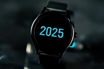 Fototapeta premium Modern Smartwatch Displaying Holographic Numbers 2025