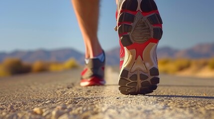 Close-up of runner's dynamic sports shoes