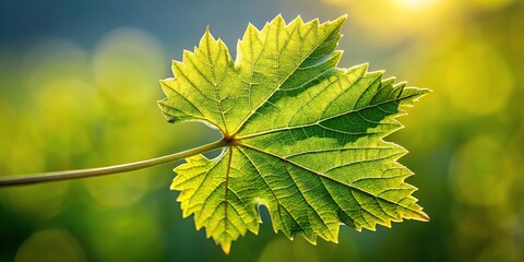 photographing the detailed texture of a vine leaf