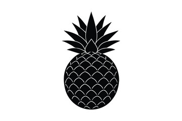 Obraz premium Pineapple Silhouette Vector: Minimalist Black and White Tropical Fruit Icon for Bold, Rustic, and Trendy Design