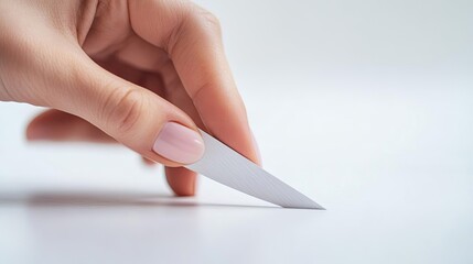 A Close-Up of a Hand Holding a Knife Blade