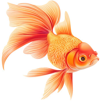 golden fish isolated on transparent background Generative Ai.