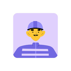 Male Fireman Avatar Wearing Helmet And Uniform In Flat Vector Portrait Symbolizing Safety, Rescue, And Bravery, Isolated On White Background