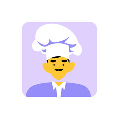 Chef Avatar With Hat In Flat Vector Illustration Symbolizing Culinary Profession, Cooking, And Kitchen Skills, Isolated On White Background