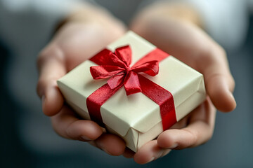 Generative AI Image of Christmas festive event occasion birthday Gifts Wrapped Ribbon for Festive Celebration