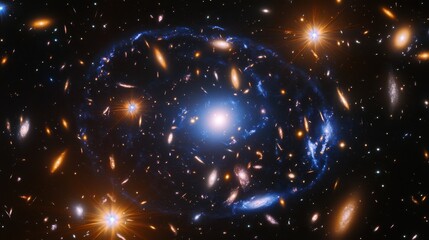 A Cosmic Dance: Galaxies Interacting in a Dance of Gravity and Light