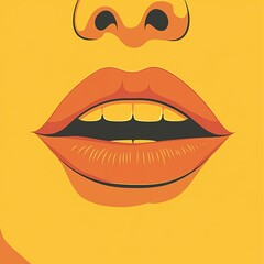 Symmetrical character, low detail, distinct mouth shape, flat design illustration