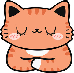 Cute Orange Cat Sleeping Cartoon Illustration, Cute Kitty Close Eye Cartoon Outline