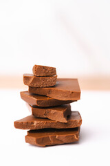 Dark chocolate chunks isolated on white background. Collection. High quality photo