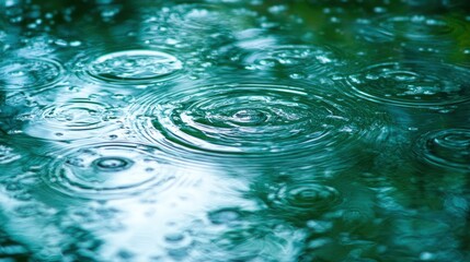Raindrops in a Pond, Abstract Water Ripples, Nature Texture