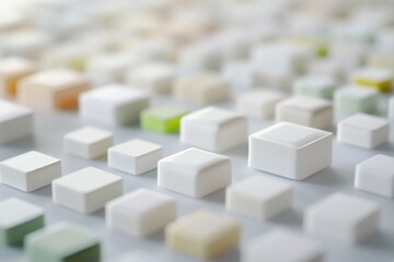 White Cubes Abstract Background Minimalist Geometric Design