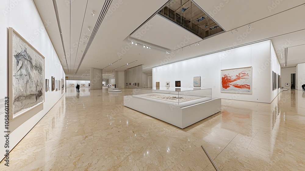 Poster exploring the vibrant world of colorful artwork in a contemporary art gallery setting with an elegan