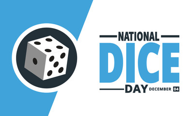  National Dice Day observed every year in december 04 . holiday concept, suitable for placard, background,Greeting Card, Poster design template with text inscription, standard Social Media Post.