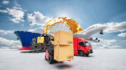 Global business of Container Cargo freight train for logistic import export