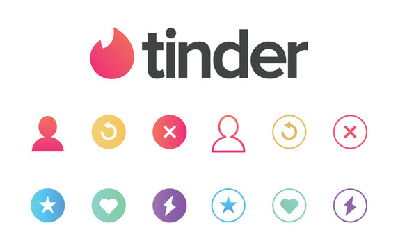 Set of icon for tinder site. Vector icons isolated on white background