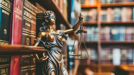 Naklejka premium Lady Justice Statue in Law Library
