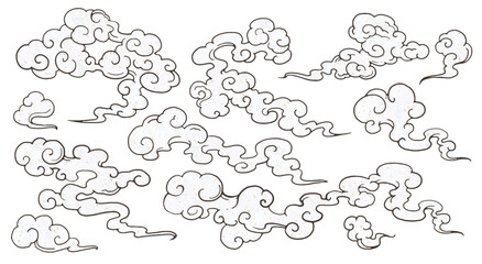 もくもく和風雲イラスト1