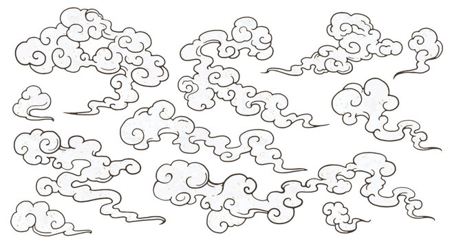 もくもく和風雲イラスト1