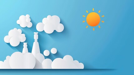 Industrial Landscape with Clouds and Sunlight