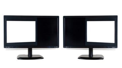 Modern Desktop Monitors With Blank Screens on Clear Background Generative AI