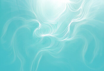 Fototapeta premium An abstract background of swirling, white lines on a turquoise blue background. The lines create a sense of movement and flow, while the light blue background evokes a sense of calm and serenity.
