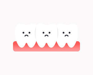 Sick inflammation teeth character icon. Healthcare, dental, medicine, treatment, hygiene, oral care, gum concepts. Flat cartoon vector design isolated illustration.