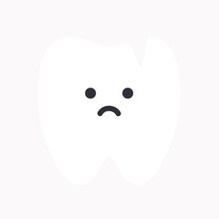 Sick broken tooth character icon. Healthcare, dental, medicine, treatment, hygiene, oral care concepts. Flat cartoon vector design isolated illustration.