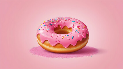 A simple icon of a doughnut with pink icing and sprinkles, designed in a playful, cartoonish style.